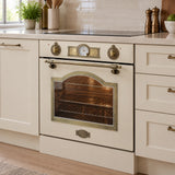 Ivory Kaiser Empire gas oven installed beneath the worktop in a refined contemporary kitchen.