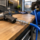 Organised pneumatic workbench with a Wadfow quick coupler ready for air-tool changes