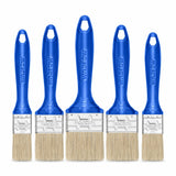 Wadfow WPB1952 five-piece oil-based paint brush set with blue plastic handles and five brush widths on white background