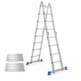 Wadfow WLD7H44 4×4 aluminium multipurpose ladder with two scaffold plates on a white background