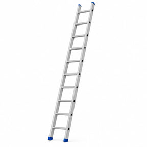 Wadfow WLD6H10 10-step straight aluminium ladder with blue feet on a white background