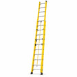 Wadfow 2 × 12-step extension ladder with yellow non-conductive rails, aluminium rungs and black feet on white background