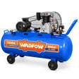 Wadfow WAP4R33 300L blue three-phase belt-driven air compressor with 5.5HP motor and wheeled tank on white background