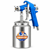 Wadfow WGA1515 blue pneumatic air spray gun with 1,000cc metal cup and 1.5mm nozzle on a white background