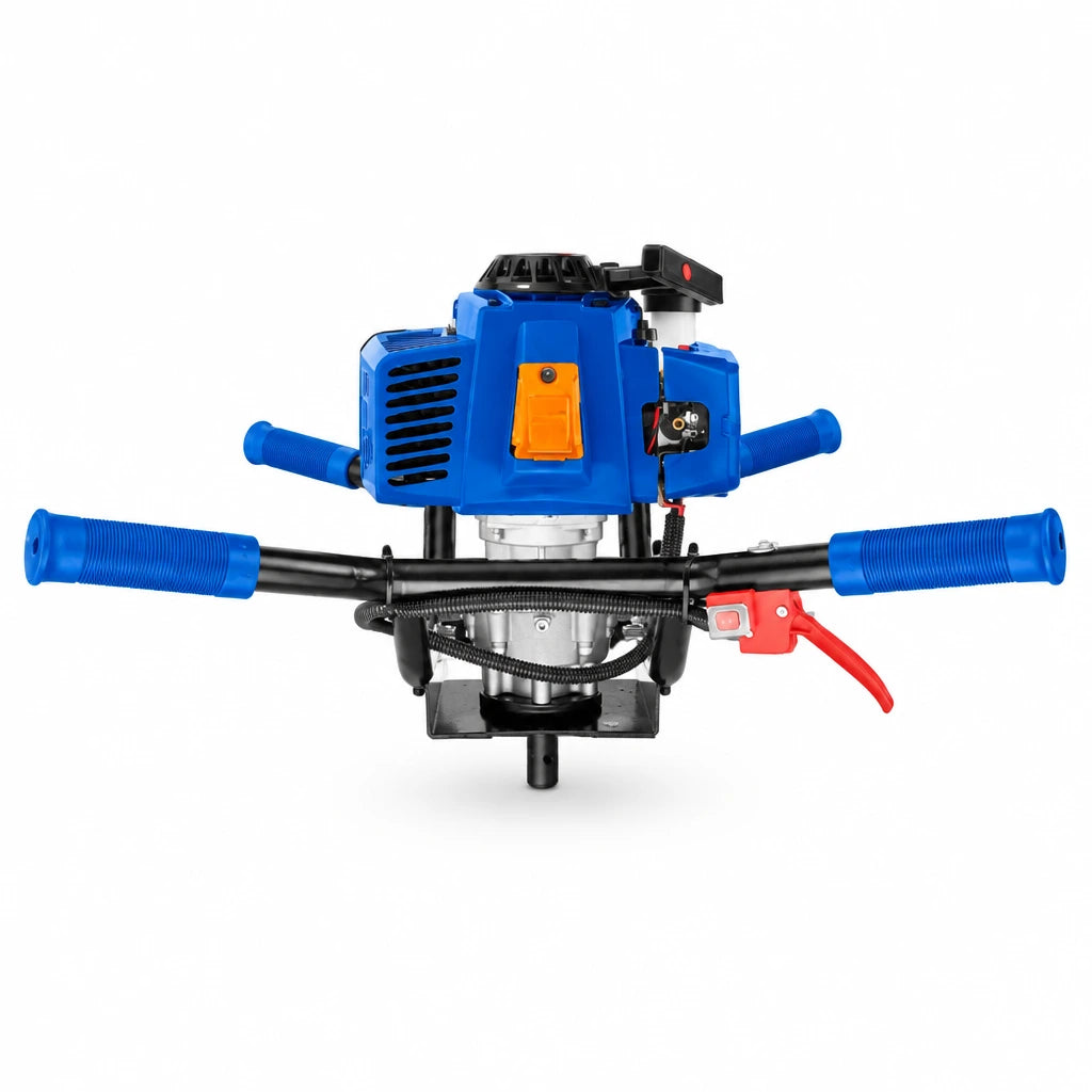Wadfow WDZ1A62-1 62cc gasoline earth auger power head with blue handlebars on a white background