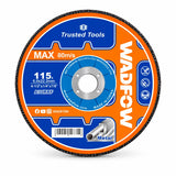 Wadfow WAC1347 115mm depressed-centre metal grinding disc with 22.2mm bore on a white background