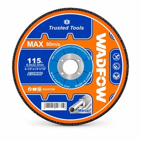 Wadfow WAC1347 115mm depressed-centre metal grinding disc with 22.2mm bore on a white background