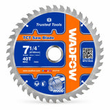 Wadfow WTC1K05 185mm 40-tooth TCT wood saw blade with blue and orange branded face.