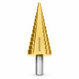 Wadfow WJD1403 gold titanium-finish 4–32mm step drill bit with silver 10mm shank on a white background