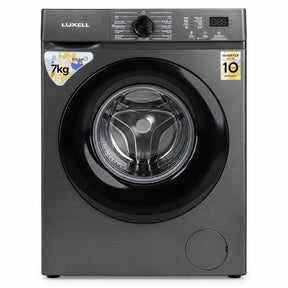 Luxell LW7MAC-2(J) dark grey 7kg front-load steam inverter washing machine on a white background