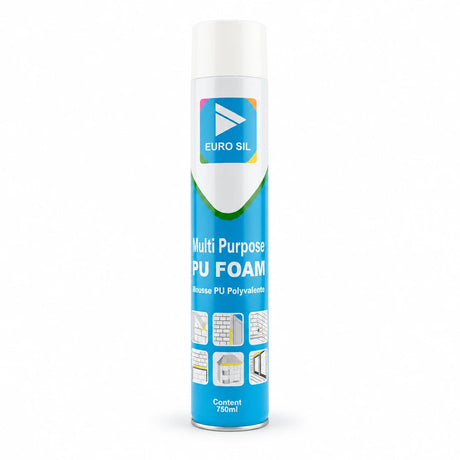 EuroSil Multi Purpose PU Foam 750ml aerosol can on a white background.