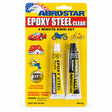 ABROSTAR Epoxy Steel Clear ES-501 34g blister pack with separate resin and hardener tubes on white
