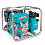 Total TP3306 7HP gasoline water pump with turquoise housing and silver protective frame on a white background