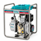 Total TP5406 4-inch diesel water pump with turquoise engine cover and tubular frame on white background.