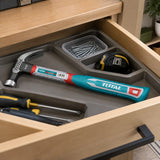 Total 8 oz claw hammer resting in an organised home repair drawer