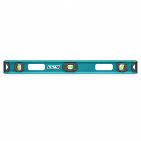 Total TMT212026 120cm turquoise magnetic aluminium spirit level with three bubble vials on a white background