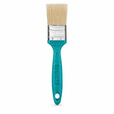 Total THT845016 1-inch oil paint brush with turquoise handle, silver ferrule and natural bristles on white background