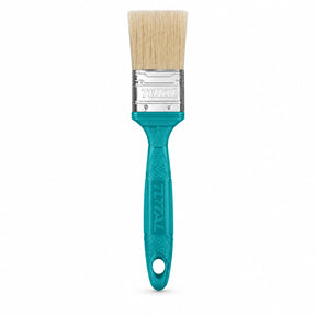 Total THT845016 1-inch oil paint brush with turquoise handle, silver ferrule and natural bristles on white background
