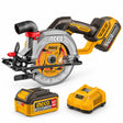 Ingco 20V cordless circular saw with 140mm blade, 4.0Ah battery and charger on a white background