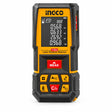 Ingco HLDD10089 orange and black 110 metre laser distance detector on a white background