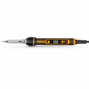 Ingco SI01610 120W electric soldering iron with digital temperature control and straight tip on white background
