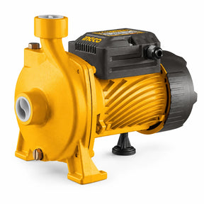 Ingco CPM37068 0.5HP centrifugal water pump with yellow housing and black copper-wire motor on white background