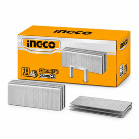 Ingco AST18251 box of 2,500 25 mm 18-gauge crown staples on a white background