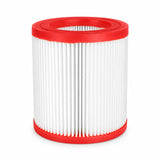 Ingco F8 VCAIHP03 cylindrical pleated replacement filter with red rims on white background