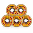 Ingco DMD051158 five-piece 115mm flanged diamond cutting disc set with orange branded discs and segmented rims