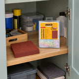 Ingco sanding sheet set stored on an organised shelf in a contemporary home utility cupboard