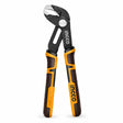 Ingco HPP38258 10-inch quick-open pump pliers with serrated Cr-V jaws and black yellow TPR handles on white