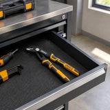 Ingco quick-open pump pliers resting in an organised facilities maintenance tool drawer