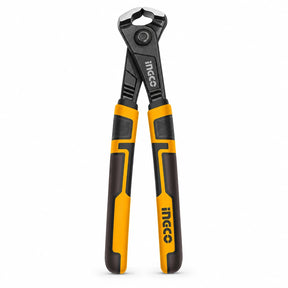 Ingco HHRP28230 9-inch Cr-V high-leverage rabbet pliers isolated on white with black and yellow handles