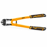 Ingco HBC0814 14-inch bolt cutter with black Cr-Mo jaws and orange TPR handles on a white background.