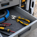 Ingco HCCB0208 cable cutter stored in an organised electrical service van drawer