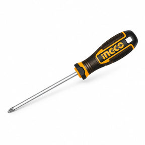 Ingco HSDPH1100 PH1 x 100 mm S2 Phillips screwdriver with ergonomic black and orange handle on white background