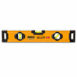 Ingco 40cm orange aluminium spirit level with three vials and black shock-resistant end caps on white