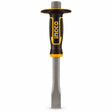 Ingco HCCL832519 40Cr flat cold chisel with black and yellow handle on white background