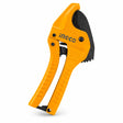 Ingco HPC3142 orange auto-open plastic pipe cutter isolated on a white background