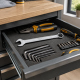 Ingco 9mm combination spanner resting in an organised hand-tool drawer in a contemporary utility room