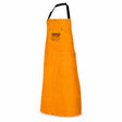 Ingco HGVA03 yellow cowhide leather welding apron, 90 × 60 cm, shown front-facing on a white background.