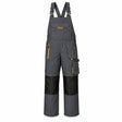 Ingco WUCT8033.XL grey polyester-cotton work overalls with adjustable straps and multiple tool pockets on a white background