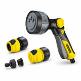 Kärcher Multifunctional Spray Gun Set Plus with spray gun, two hose couplings and tap adaptors on white background
