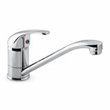 Vado Matrix Mono chrome single-lever kitchen sink mixer with long swivel spout on white background