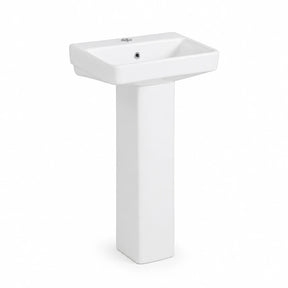 Nate BR Fabia white ceramic full-pedestal wall-mounted wash hand basin shown on a clean white background