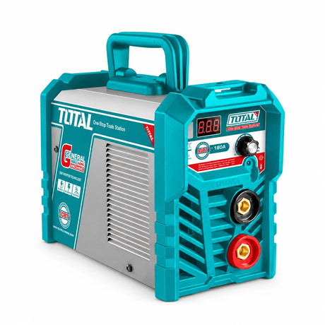 Total TW218028 180A turquoise inverter MMA welding machine shown upright on a clean white background
