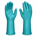 Pair of turquoise Total PVC TSP1801 work gloves displayed upright on a white background