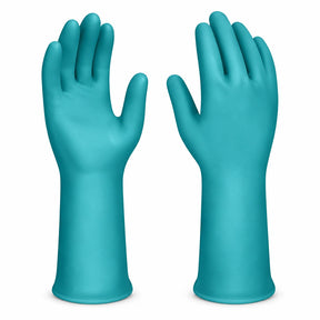 Pair of turquoise Total PVC TSP1801 work gloves displayed upright on a white background