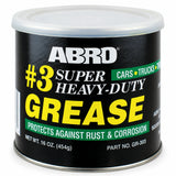 Abro #3 Super Heavy Duty Grease 454g tin with black label and translucent lid on a white background