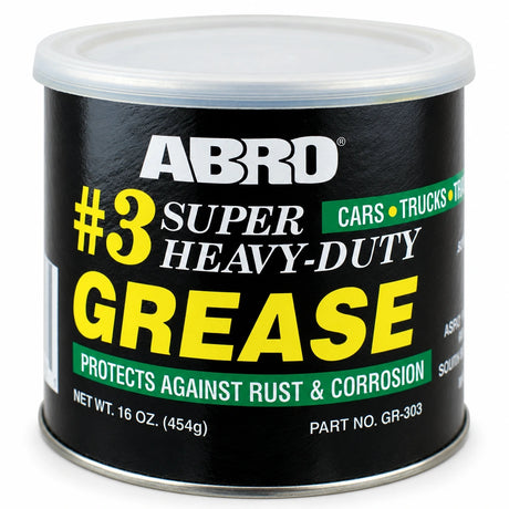 Abro #3 Super Heavy Duty Grease 454g tin with black label and translucent lid on a white background